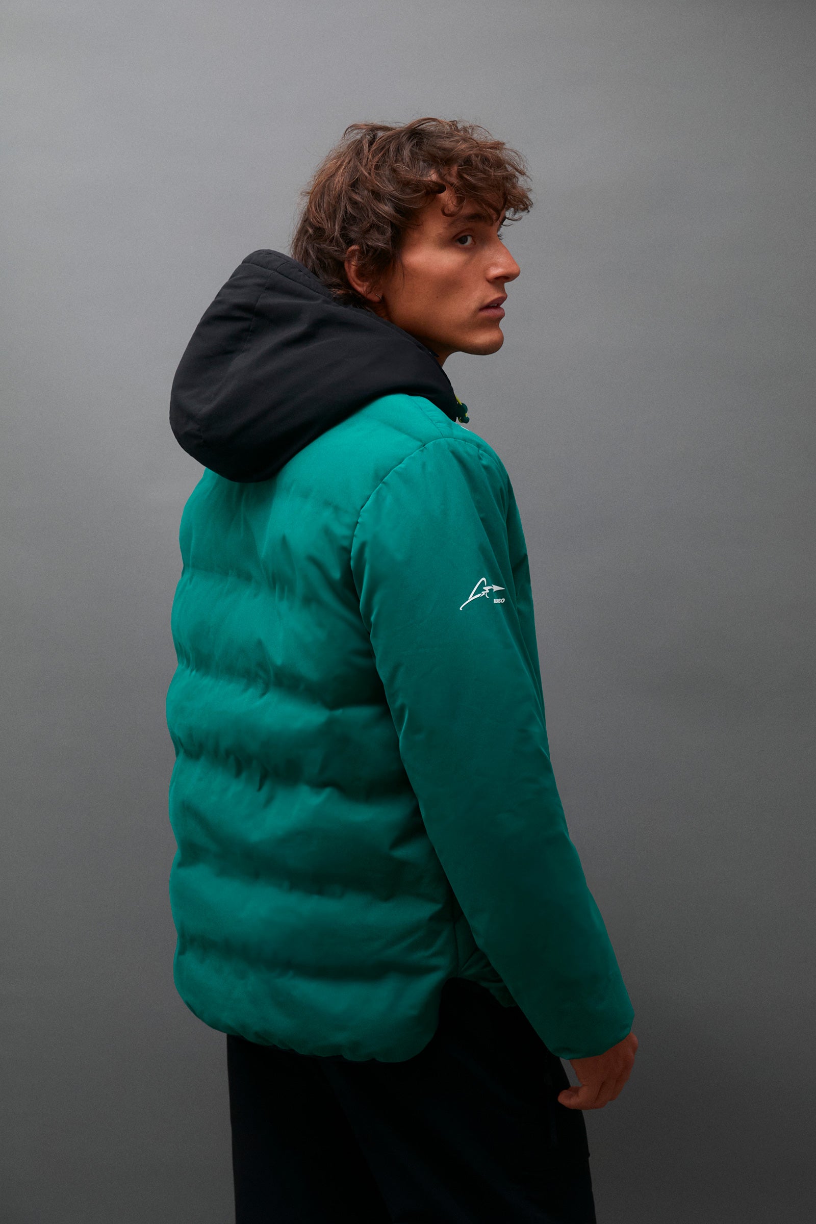 Puffy green jacket best sale